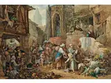 Markttag in Einem Französischen Städtchen by Auguste Aristide F. Constantin, gouache, offered Dec 2019