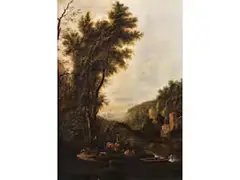 Italienische Landschaft mit by Jan Hackaert, oil on canvas, offered Mar 2023