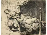 Joseph und Potiphars Frau by Rembrandt Harmensz van Rijn, etching, sold Jun 2026