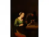 Bauer und Bäuerin in Schenke by Jan Miense Molenaer, oil on canvas, offered Dec 2015