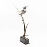 Bird on Blades of Grass by Don Rambadt, 2004, bronze, sold Sep 2024