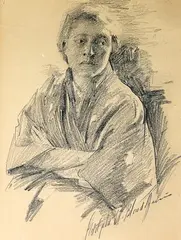 Untitled by Adolphe W. Blondheim, Graphite Drawing of Women 18"x15.5" Framed, sold May 2026