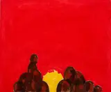 Abstract Composition on Red Ground by Domenick Capobianco, Oil on Canvas, sold Jan 2026