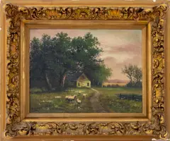 Pastoral Landscape Farmland Scene by Jacques Durant, circa 1900, Oil on Canvas, sold Jan 2026