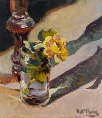 Still Life Scene of Flower by Robert O'Meara, Oil on Board, sold Jan 2026