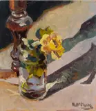 Still Life Scene of Flower by Robert O'Meara, Oil on Board, sold Jan 2026