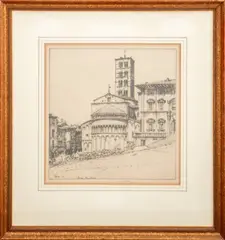 Arezzo - Piazza Vasari by Ernest D. Roth, 1924, Etching on Paper, sold Jan 2026