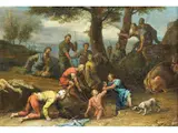 Joseph Wird von Seinen Brüdern in den Brunnen Geworfen by Franz Joachim Beich, oil on canvas, sold Mar 2025