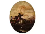 Ovalbildnis Eines Reiters im Gefecht by Salvator Rosa, oil on canvas, offered Sep 2015