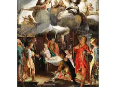 Die Anbetung der Hirten by Bartholomeus Spranger, oil on panel, sold Sep 2025