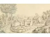 Mädchen Beim Wasser Holen in der Nähe von Saulx-les-chartreux by Johann Georg Wille, pen and ink, sold Dec 2025