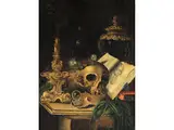 Ä., 1660 – 1711 Vanitas-bildnis by Paul Schenk d. Ä., oil on paper, sold Mar 2025