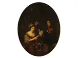 Musizierendes Paar by Caspar Netscher, oil on canvas, offered Sep 2023