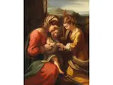 Die Mystische Hochzeit der Heiligen Katharina von Alexandrien by Correggio, oil on canvas, sold Mar 2024