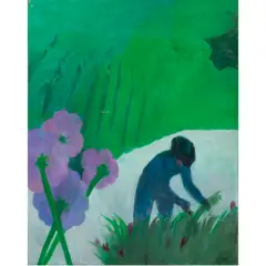 Garden Scene by Henrietta Berk, oil on canvas, sold Oct 2024