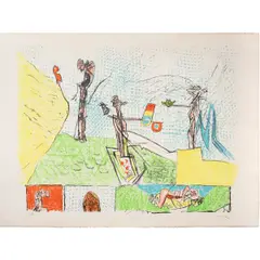 Untitled by Roberto Matta, lithograph, sold Oct 2024
