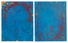Abstract Composition in Blue Diptych by Robert O'Meara, Oil on Canvas, sold Jan 2026