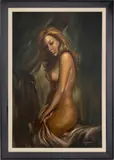 Boudoir Scene with Nude Woman by Leo Jansen, circa 1970, Oil on Canvas, sold Jan 2026