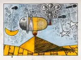 Surrealist Preliminary Study by Domenick Capobianco, Mixed Media on Paper, sold Jan 2026