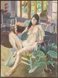 Nude with Plant by Lawrence Bernstein, Oil on Canvas, sold Jan 2026