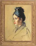 Portrait of a Young Woman by A. Peterson, Oil on Canvas Board, sold Jan 2026