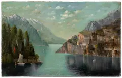 Alpine Lake by Andreas Roth, 1908, Oil on Canvas, sold Jan 2026