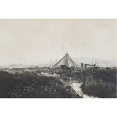 Teepee on the Plains by Thomas DeDecker, watercolor, sold Oct 2024