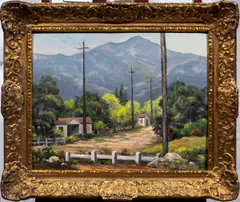 Valley Town by Fred Cobley, 1966, oil on canvas affixed to board, sold Oct 2024