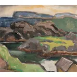 Bolette Jensen (Modern Landscape) by Xan Krohn, 1935, oil on canvas, sold Nov 2024
