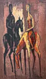 Untitled by Robert Freund, Oil on Canvas 38.5"x23" Image. 42"x26.5" Framed. Stable craquelure throughout, sold Jul 2026