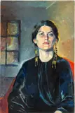 Portrait of a Woman in Gold Earrings by Katherine Grania, 1969, Oil on Canvas, sold Jan 2026