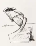Abstract Expressionist Sculpture Study Sketch by Seymour Lipton, 1980, Oil Crayon on Paper, sold Jan 2026