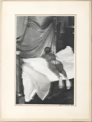 On Napoleon's Bed in the Chateau d'Arcangues by Helmut Newton, 1975, Gelatin Silver Print, sold Feb 2026