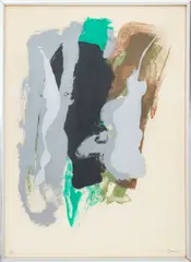 Untitled (Abstract Composition in Green and Silver-Tones) by Cleve Gray, Serigraph in Colors, sold Feb 2026