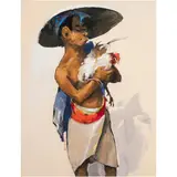 Javanese Native with Chicken by Gerard Pieter Adolfs, circa 1945, gouache on board, sold Nov 2024