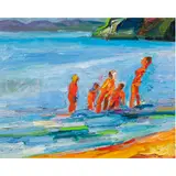 Figures in the Surf by Lundy Siegriest, oil on canvas, sold Nov 2024
