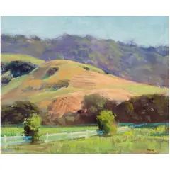 Nicasio Fence by Randall Sexton, 1998, oil on canvas affixed to panel, sold Nov 2024