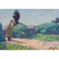 Marina Garden with Figure by Chee Chin S. Cheung Lee, oil on board, sold Nov 2024