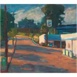 Untitled (Chevron Station) by Jerald Turner, oil on canvas, sold Nov 2024