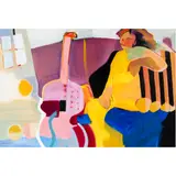 Woman with Guitar by Abrishami Hessam, oil on canvas, sold Nov 2024