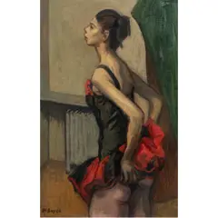 Dancer by Moses Soyer, oil on canvas, sold Nov 2024