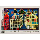 It Hurts To Wait with Love If Love is Somewhere Else" from the "Regentag Portfolio by Friedensreich Hundertwasser, 1971, screenprint in colors with metallic embossing, sold Nov 2024