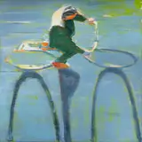 Cyclist by David Kapp, 2006, oil on linen, sold Nov 2024