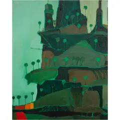 Hillside by Raimonds Staprans, oil on canvas, sold Nov 2024