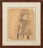 City Block Apartments by Samuel Cahan, Ink Wash on Paper, sold Feb 2026