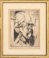Man with Bundle by Samuel Cahan, Etching, sold Feb 2026