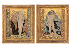 Spring" and "Autumn by Arthur Crisp, Oil and Gilt on Wood Panel, sold Feb 2026