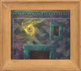 Untitled (Pinwheel) by Charles Blum, 1953, Oil on Board, sold Feb 2026