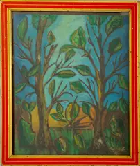 Twilight Landscape by Trudy Howard Burst, Oil on Board, sold Feb 2026