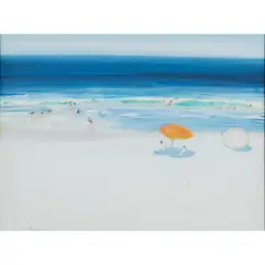 Beach Swimmers by Gregory Kondos, 1972, casein on board, sold Dec 2024